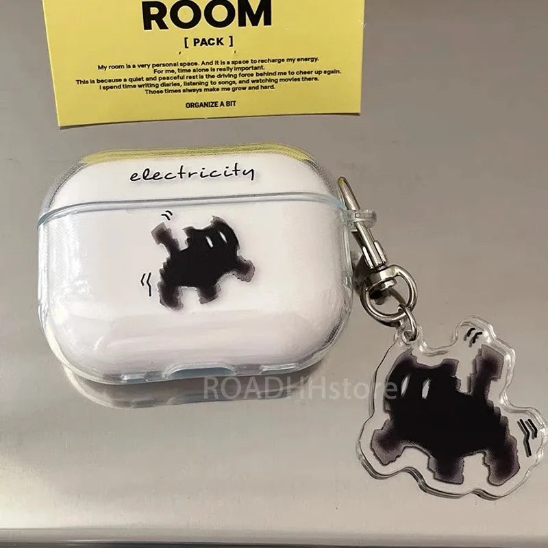 Drahtlose süße Katze schwarze Ladebox für AirPods 4 Pro 3 2 1 Pro3 Hülle transparente Silikon-Kopfhörerhüllen für Airpods Pro 2