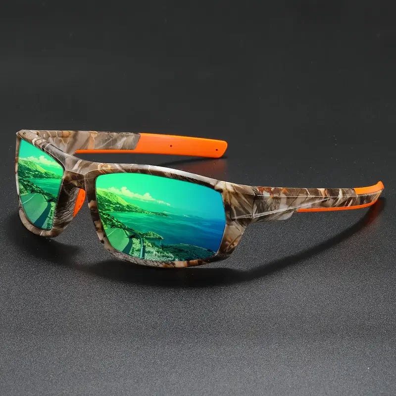 Neue Sonnenbrille für Männer Sport Polarisierte Quadratischen Rahmen Camouflage Sonnenbrille Fahren Angeln Radfahren Skifahren Sonne Brillen UV400