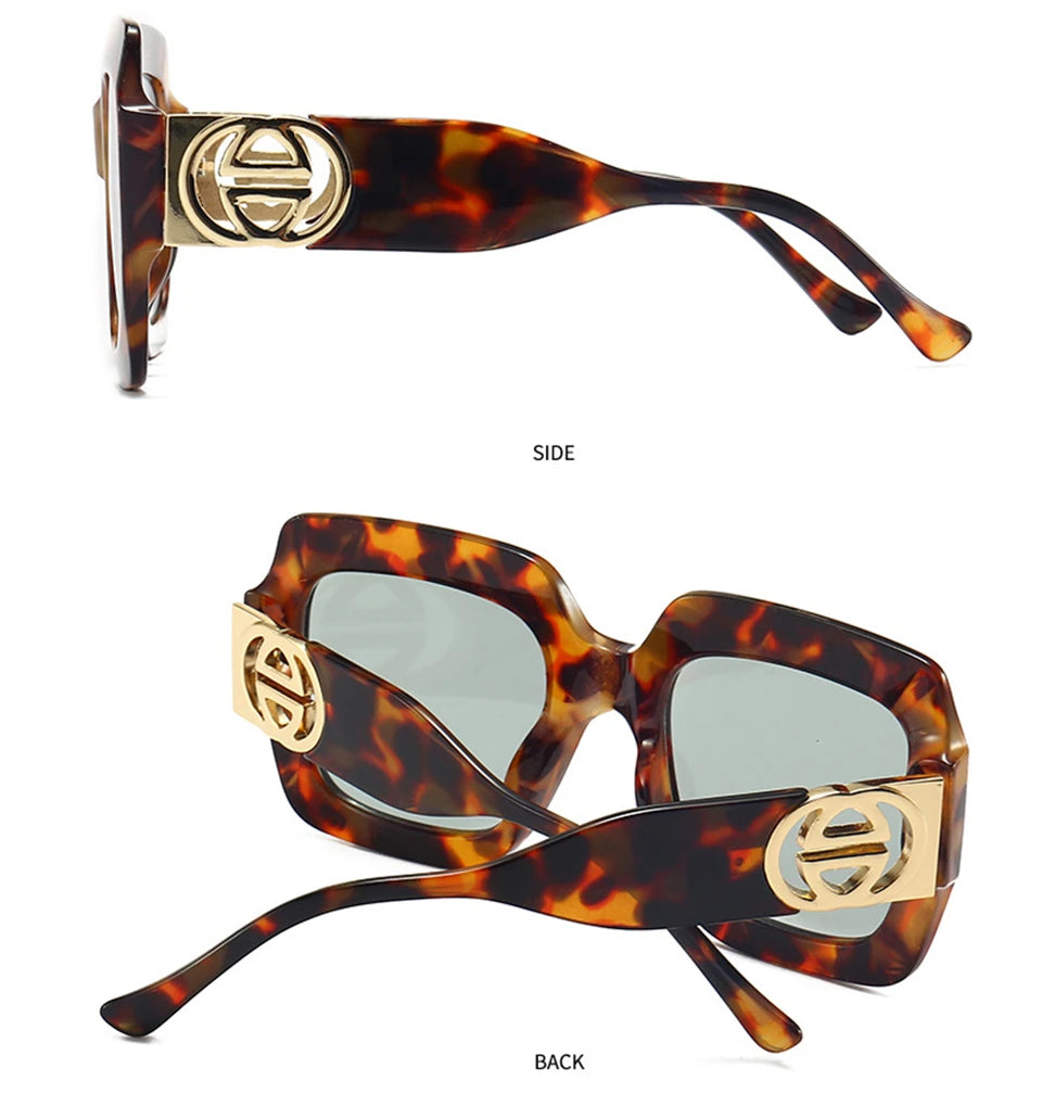 2024 Retro übergroße quadratische Sonnenbrille Frauen Luxusmarke Big Frame Sonnenbrille für Männer Vintage Punk Shades UV400 Tendy Brillen