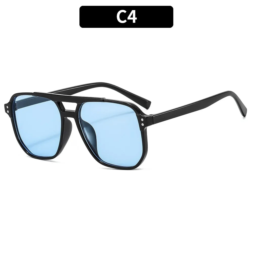 Vintage Quadratische Sonnenbrille für Frauen Männer Dicker Rahmen Doppelte Brücken Brillen Weibliche Chic Polygon Sonnenbrille UV400 Shades