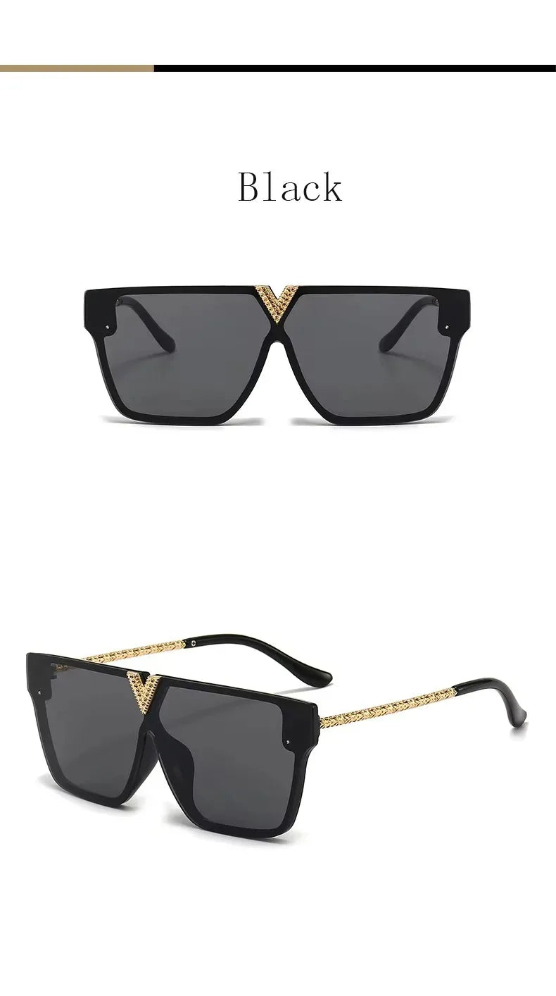 Sonnenbrille mit Buchstabe V für Damen und Herren, quadratischer Rahmen, zum Fahren, beliebter UV-Schutz, schwarze Sonnenbrille, Markendesign, berühmte Brillen 2025,