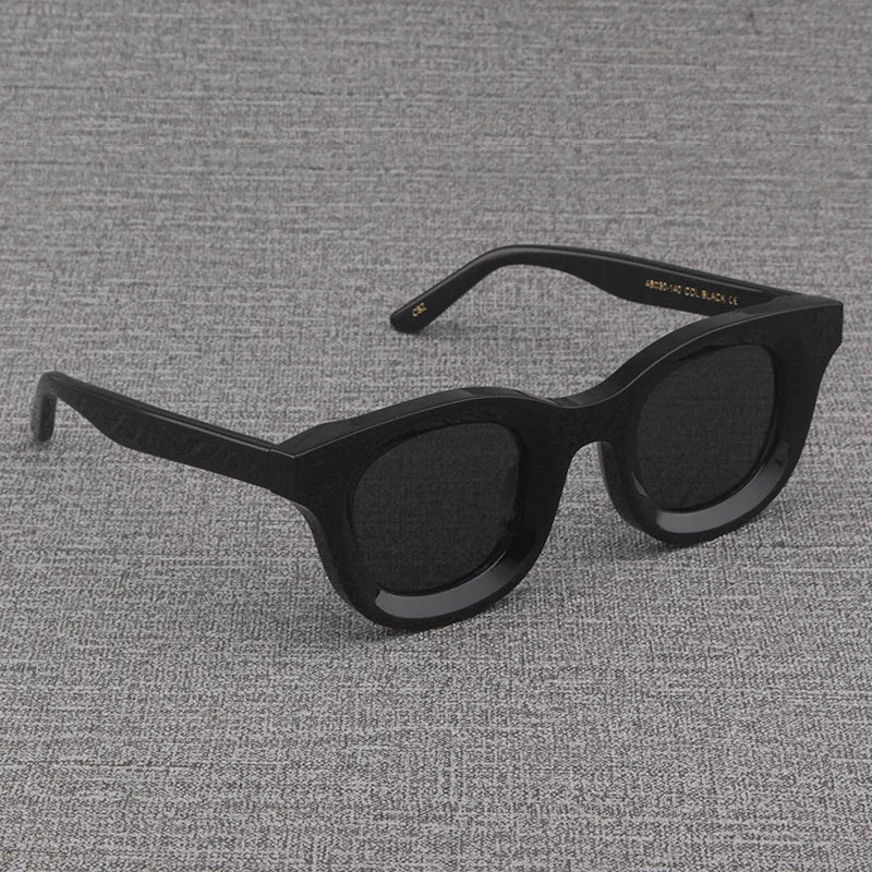 2024 Retro-Sonnenbrille für Damen und Herren, modisch, Acetat, quadratisch, grau, grüner Rahmen, matt gefrostet, UV400, handgefertigte Sonnenbrille