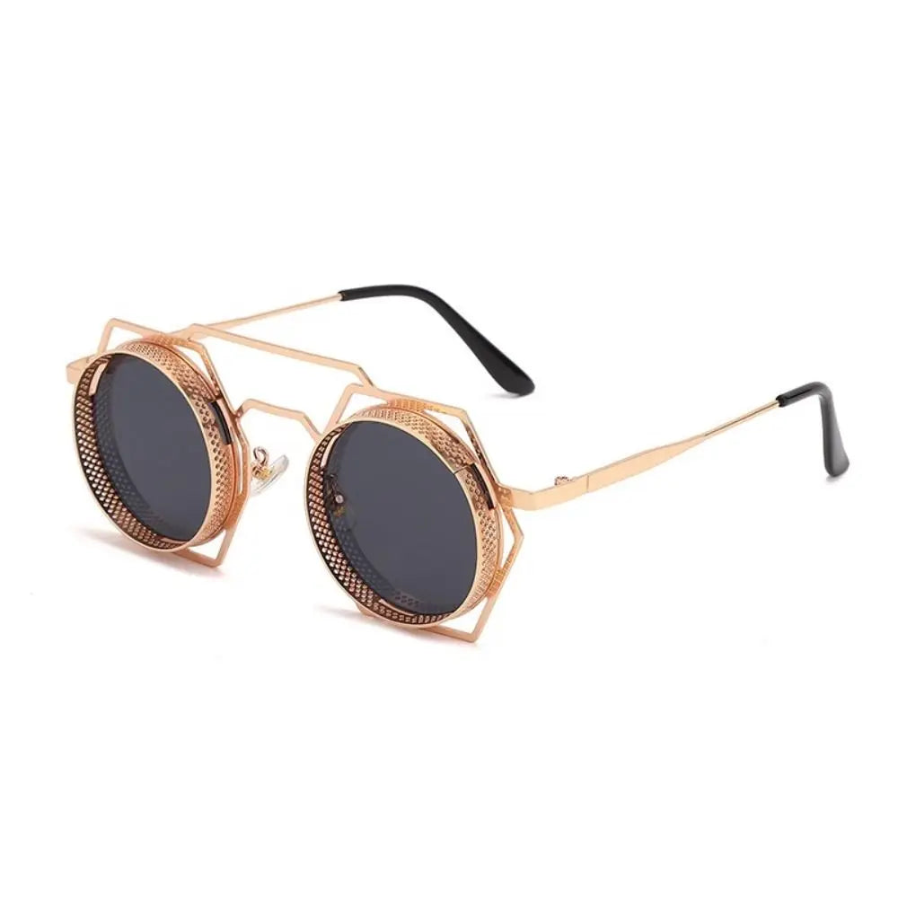 Steampunk Runde Sonnenbrille Frauen Männer Gothic Metall Rahmen Fahren Sonnenbrille Weibliche Stilvolle Goggle UV400 Shades Brillen Oculos