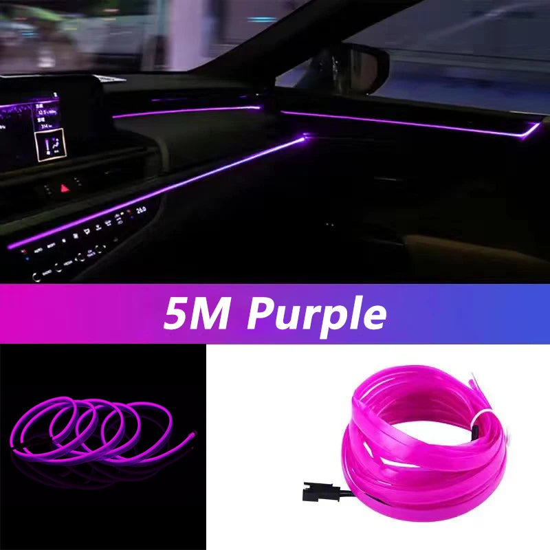 5m Auto Innenraum LED-Streifen Licht Neon El Verkabelung dekorative Lampe für Auto DIY flexible Umgebungs licht USB Party Atmosphäre Diode