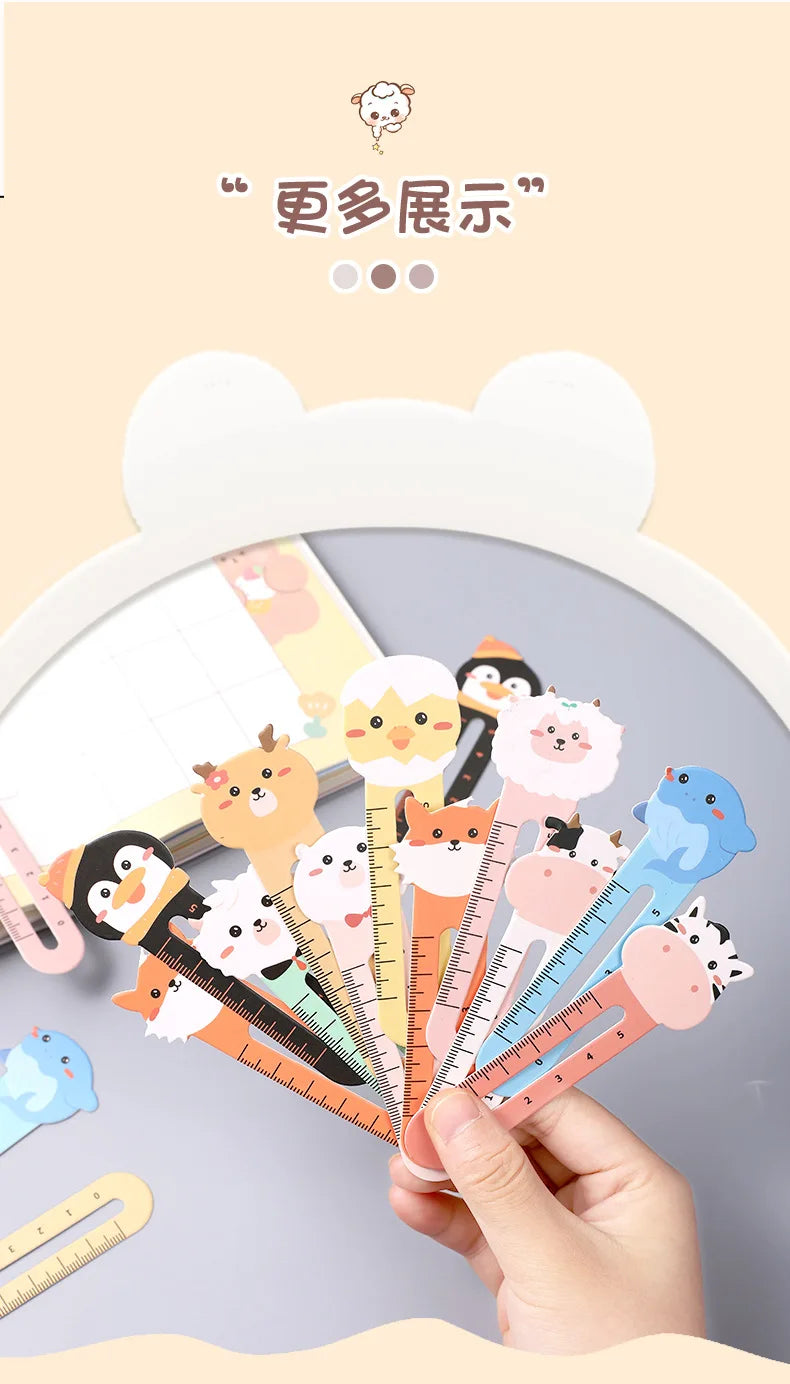 50 Stück Cartoon niedliches Tier Papier Lesezeichen Karte Anzug Mini Lineal Lesezeichen Marker Clip Student kreatives Briefpapier Geschenk Awards