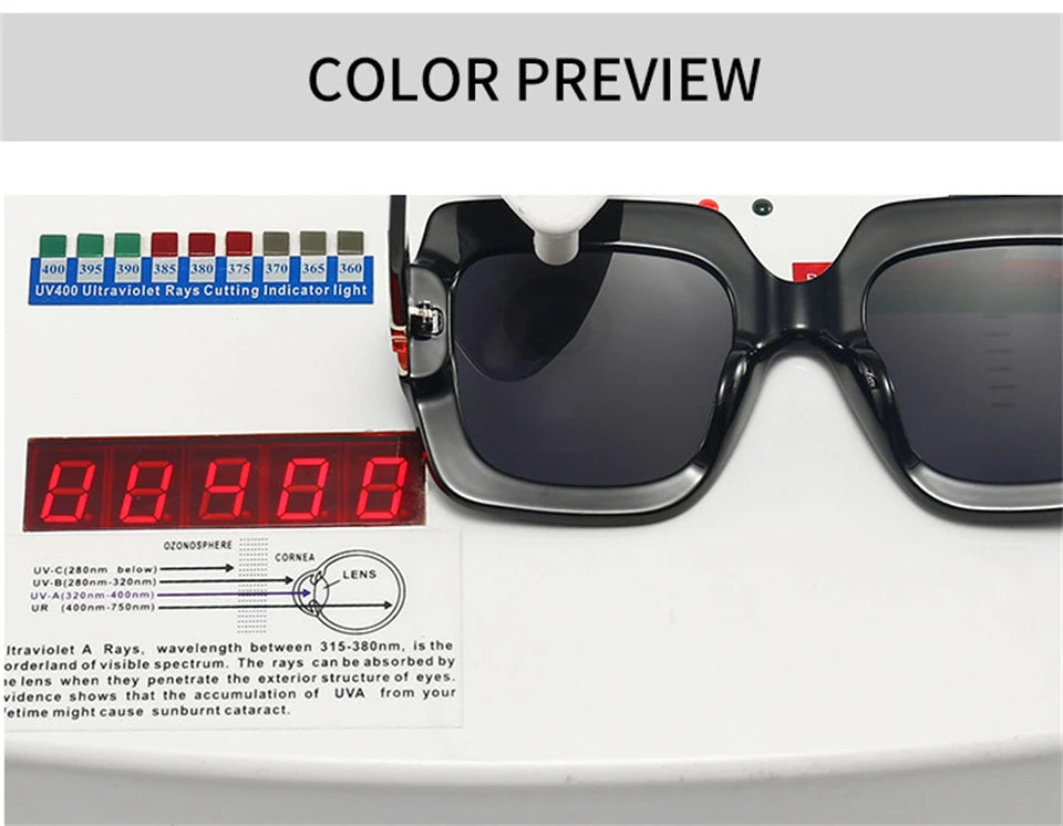 2024 Retro übergroße quadratische Sonnenbrille Frauen Luxusmarke Big Frame Sonnenbrille für Männer Vintage Punk Shades UV400 Tendy Brillen