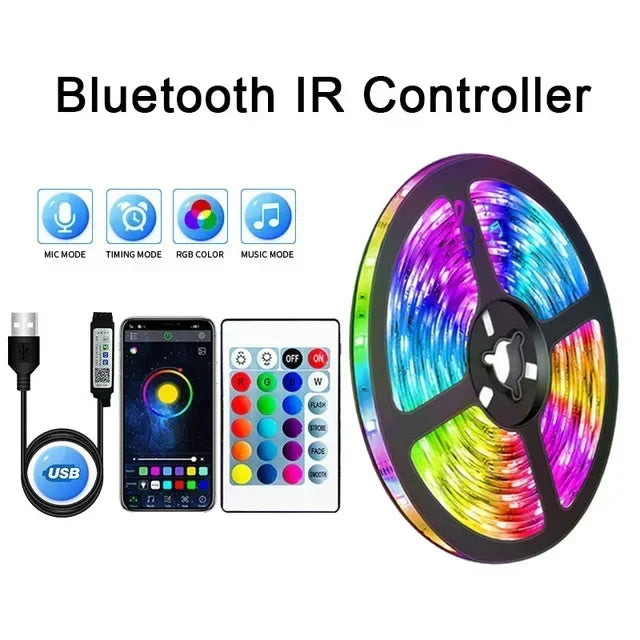 RGB LED Streifen Lichter 5V USB Led Licht Farbwechsel Fernbedienung APP Steuerung Farbwechsel Flexible Lampe Band 1M-30M TV Hintergrundbeleuchtung