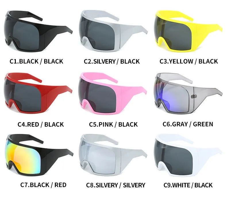 Übergroße Punk-Schild-Sonnenbrille für Damen und Herren, großer Rahmen, 2025, Luxusmarke, Steampunk-Maske, Sonnenbrille für Damen, Sportbrille, UV400