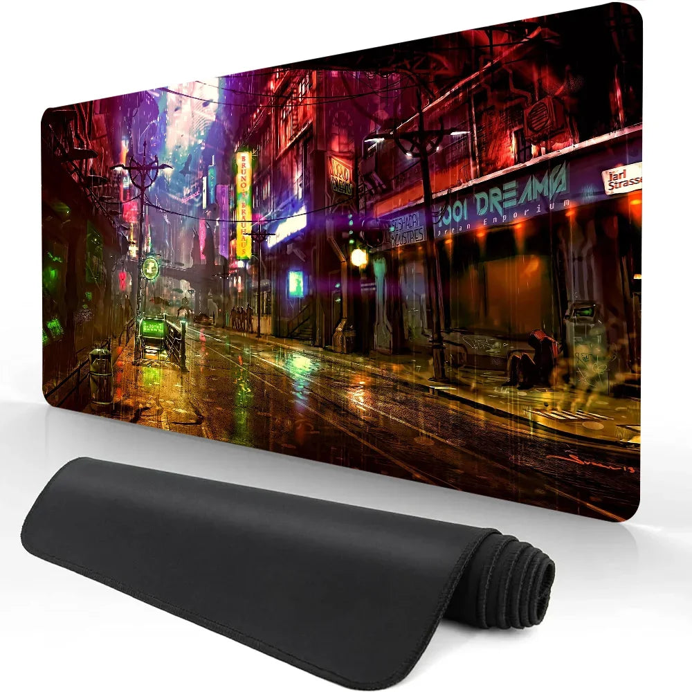 Heißer Verkauf Stadt Neon Pixel Große Maus Matte Gaming Mauspad Gamer Mauspads Gummi Tastatur Matten Schreibtisch Matten XXL Mauspads 900X400
