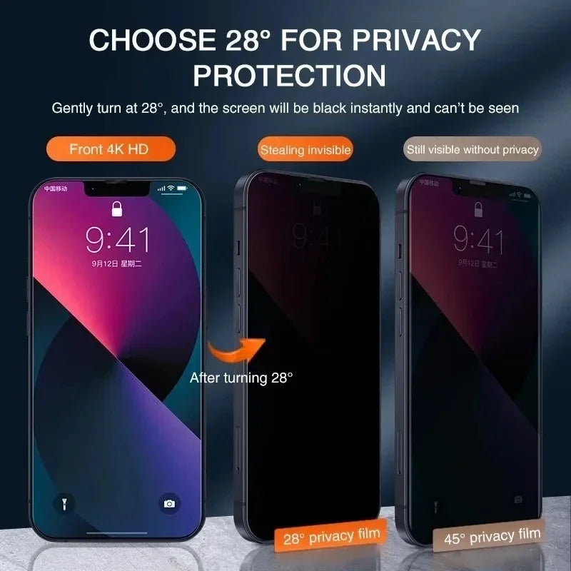 3 Stücke Privatsphäre Displayschutzfolie Für iPhone 17 16 15 14 13 11 12 Pro Max Mini Plus Anti-spion Schutzglas Für iPhone XR X XS 16e