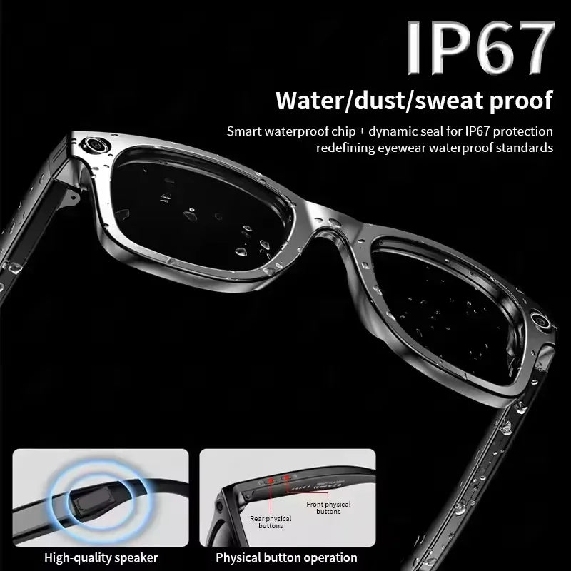 2025 Smart-Sonnenbrille, intelligente Brille mit Kamera, Video, 8 MP, Übersetzung, Bluetooth, Anruf, Musikwiedergabe, Männer und Frauen, Aufnahme ab 100 Jahren