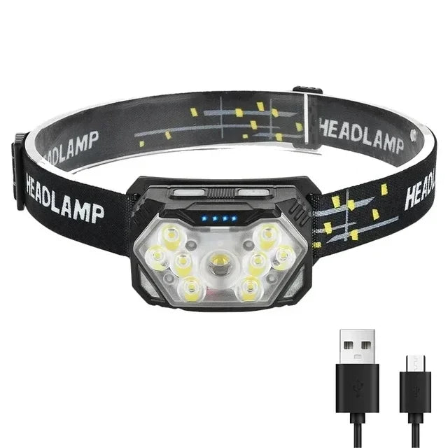 2000 Lumen Led USB Aufladbare Scheinwerfer Motion Sensor Scheinwerfer Wasserdichte Kopf Taschenlampen Outdoor Camping Angeln Kopf Lampe