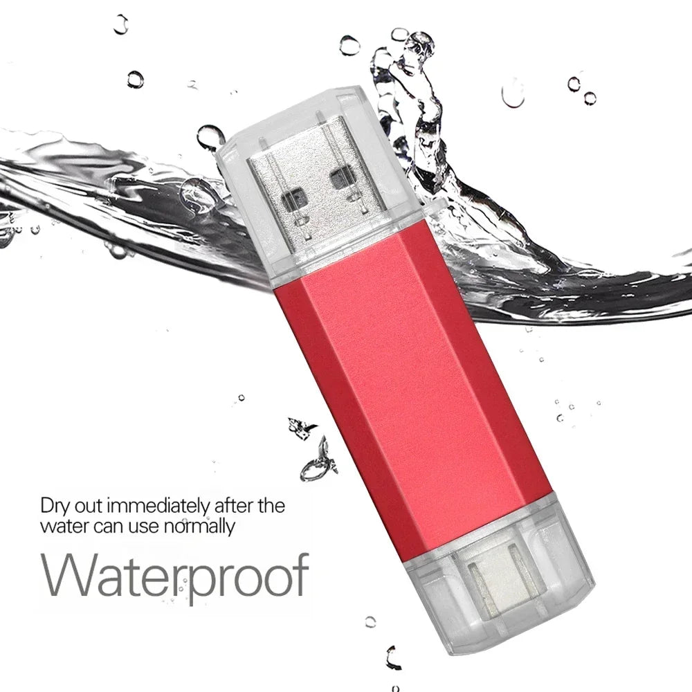 Typ-C 2 IN 1 Hochgeschwindigkeits-OTG-USB-Flash-Laufwerk TYP C Pen Drive 128 GB 64 GB 32 GB 16 GB 8 GB 4 GB Pendrive USB 2.0 Memory Stick