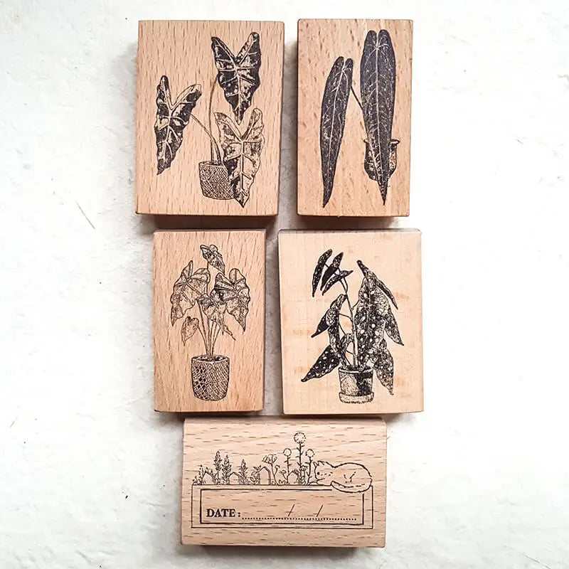 Scrapbooking Stempel Zimmerpflanzenliebhaber Alocasie Anthurium Begonie Tagebuch Dekoration Journaling Holzstempel