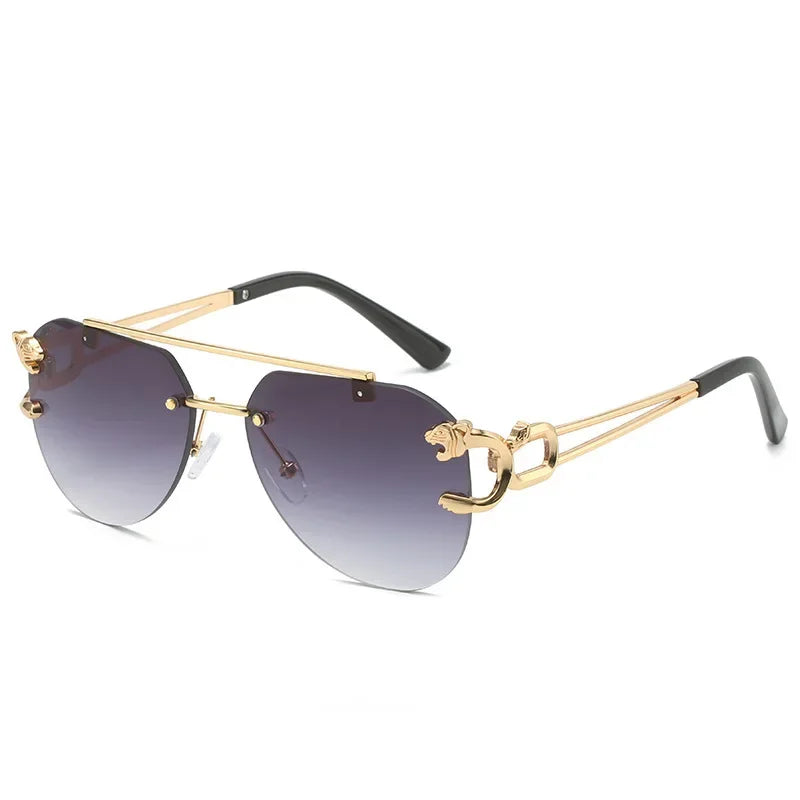 2025, Sonnenbrille für Damen, luxuriös, randlos, Retro-Mode-Sonnenbrille, Lunette, übergroße Shades De Soleil, Femme Gafas De Sol Mujer Lentes