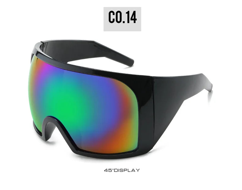 Übergroße Sonnenbrille für Herren, umwickelt, windabweisend, persönlich, große Farbtöne, futuristische Mode, Zukunftsschild, Uv400, Radfahren, Motorrad