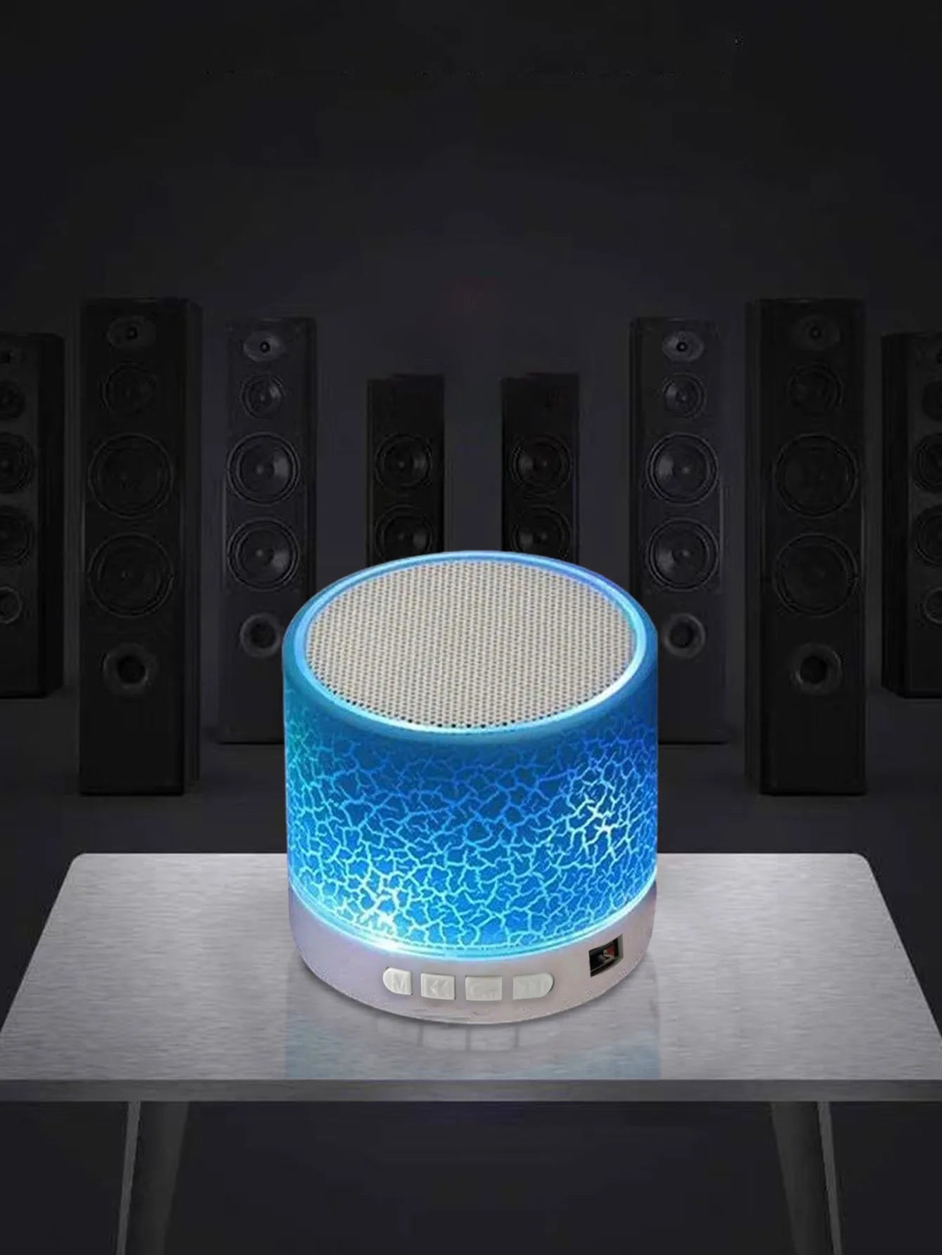 Kabelloser Mini-Lautsprecher, Subwoofer, Dazzle Crackle 7-Farben-Licht, kabelloser Mini-Lautsprecher, tragbarer kleiner Lautsprecher