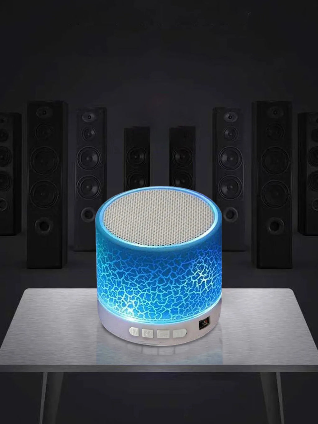 Kabelloser Mini-Lautsprecher, Subwoofer, Dazzle Crackle 7-Farben-Licht, kabelloser Mini-Lautsprecher, tragbarer kleiner Lautsprecher