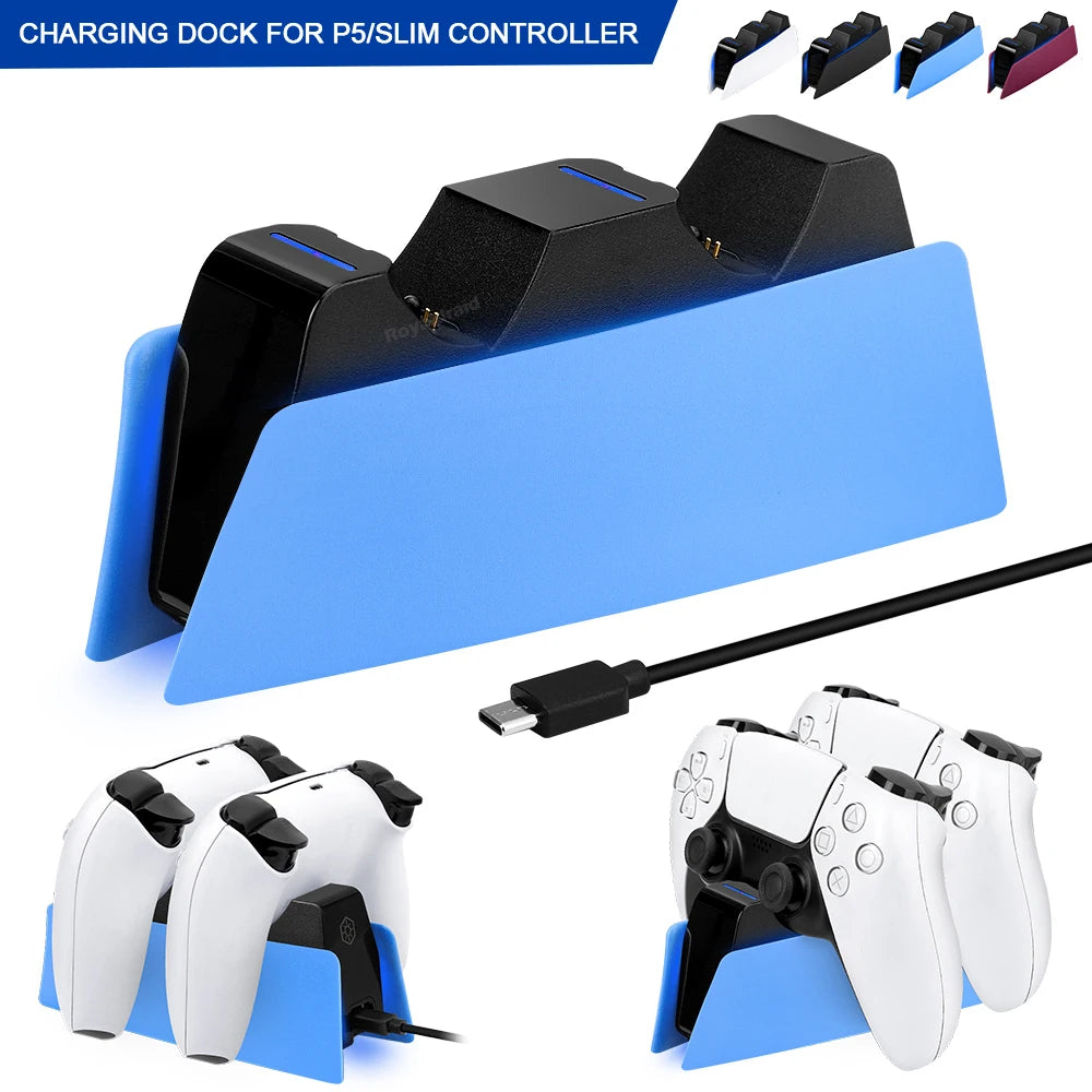5 FARBEN für PS5-Controller, Ladestation, Dual-Schnellladestation für PS5, Typ C und PS5-Edge-Game-Controller mit LED-Anzeige