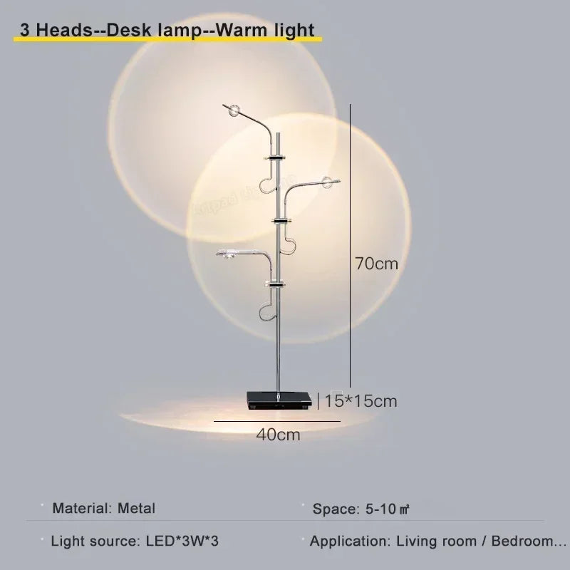 Moderne minimalistische Designer-Projektionslampe mit mehreren Köpfen, minimalistischer Stil, Heimdekoration, Licht, Wohnzimmer, LED-Stehlampe