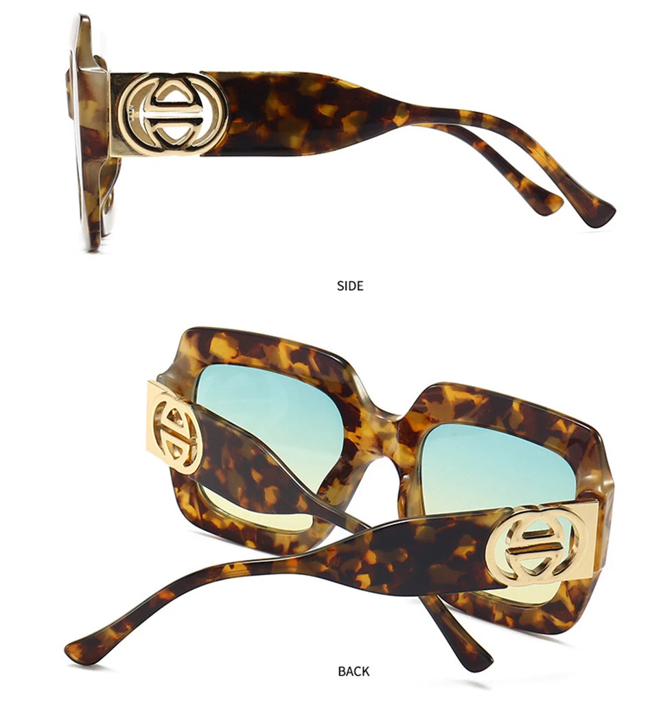 2024 Retro übergroße quadratische Sonnenbrille Frauen Luxusmarke Big Frame Sonnenbrille für Männer Vintage Punk Shades UV400 Tendy Brillen