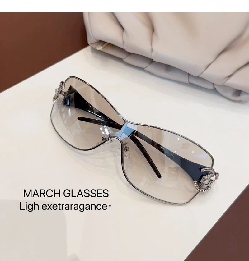 Neue Verbundene Luxus Frauen Sonnenbrille Übergroßen Frau Sonnenbrille Schwarz Brillen Trendy Männer Glas Lentes De Sol Mujer 2025
