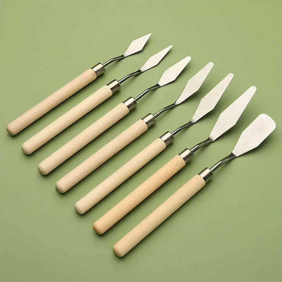 7/14Pcs Edelstahl Ölgemälde Messer Set Künstler Handwerk Spachtel Palette Messer Mischen Messer Schaber Kunst Werkzeuge
