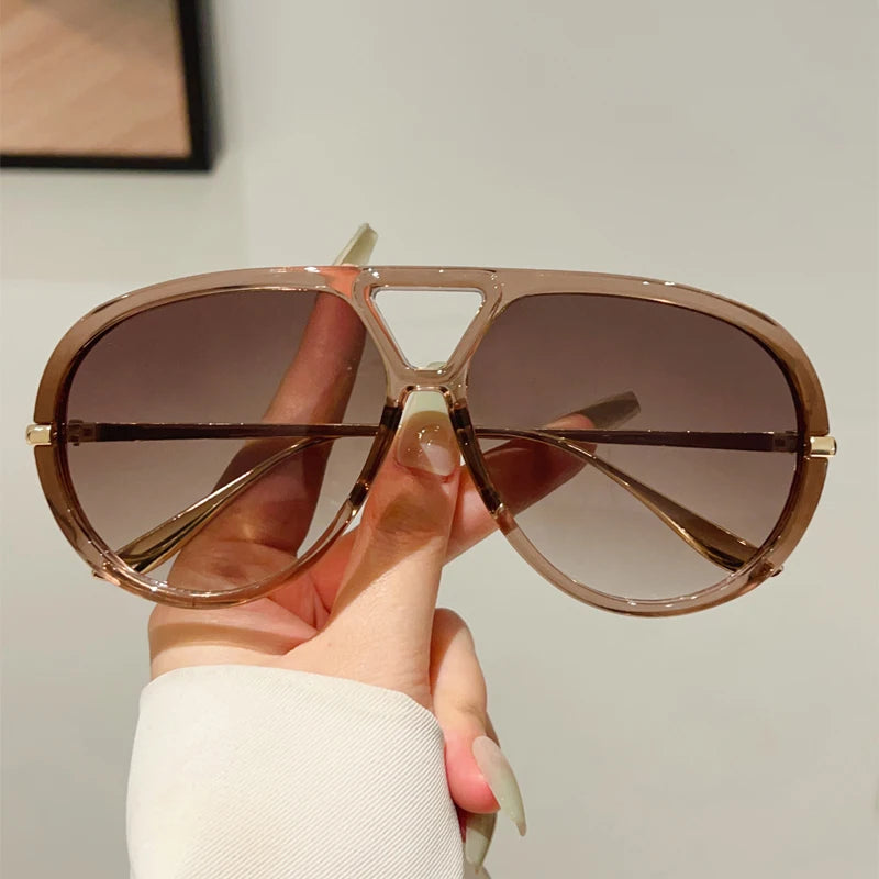 KAMMPT Übergroße Piloten-Sonnenbrille, 2025, neu im Vintage-Stil, Doppelsteg-Sonnenbrille, Damen, trendiges Luxus-Markendesign, Outdoor-Sonnenbrille
