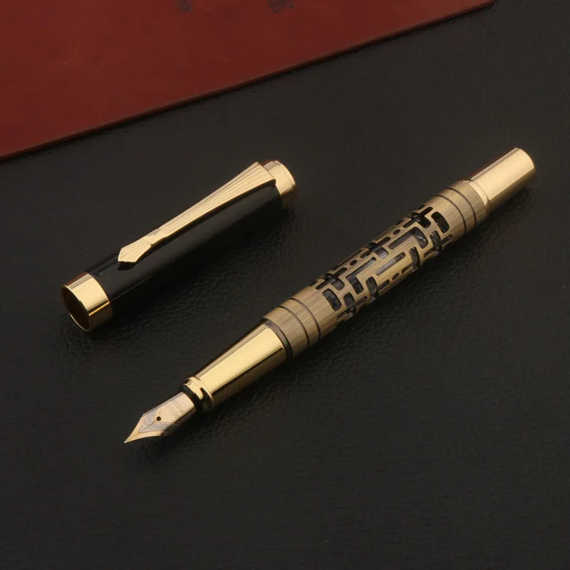 1pc Bronze Füll federhalter aushöhlen m Business Office Schul bedarf schreiben Kalligraphie Stift