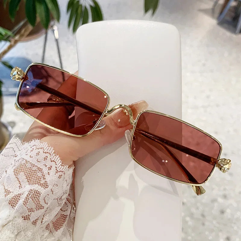Hochauflösende Sonnenbrille für Herren und Damen, blaues Licht blockierende Augenschutzbrille, randlose Brille mit quadratischem Rahmen