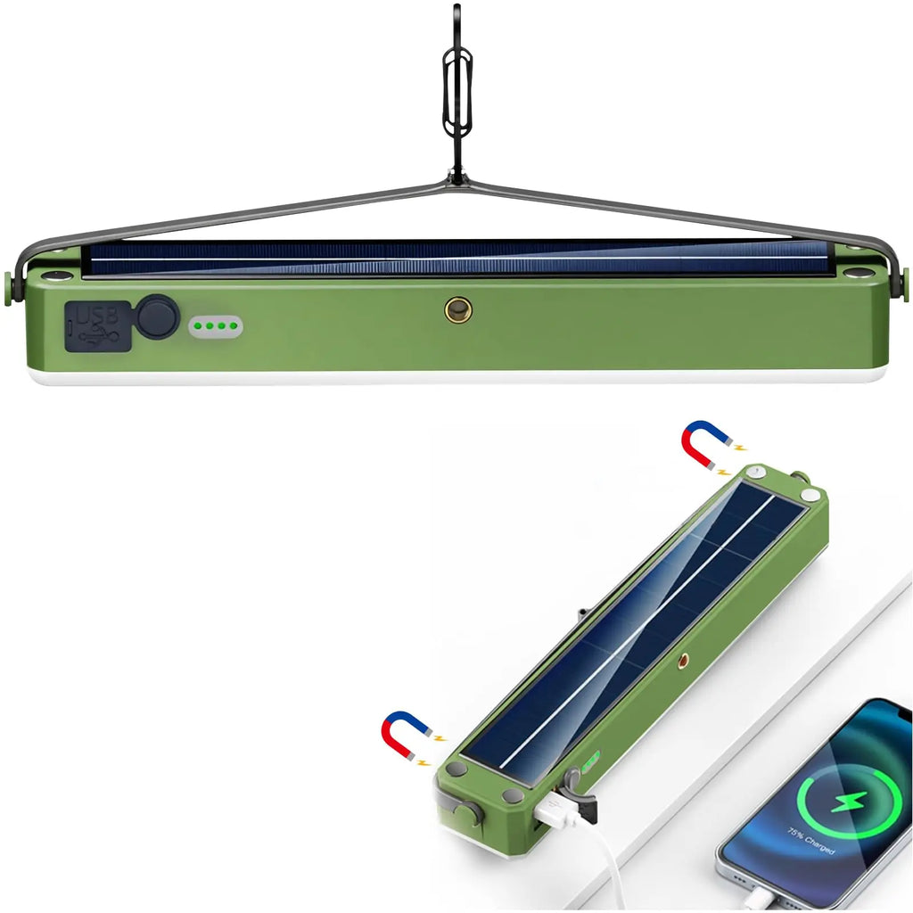 Solar-Campinglaterne – 5400 mAh Powerbank, 2500 lm, IPX5 wasserdicht, 4 Modi und magnetischer Haken – tragbare Camping-Lichtleiste für Zelt