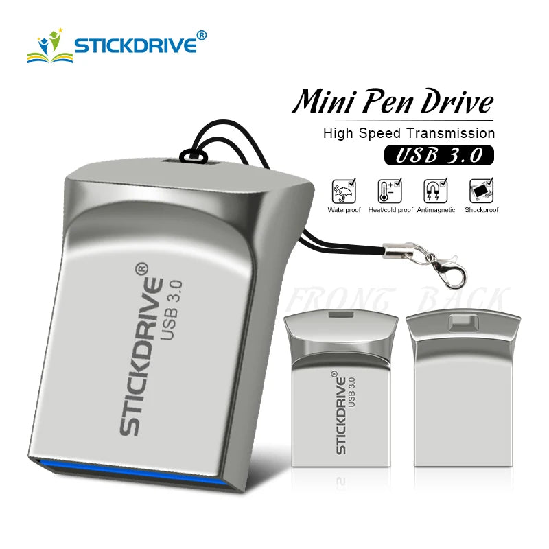 Hochgeschwindigkeits-Mini-USB3.0-Flash-Laufwerk, 16 GB, 32 GB, 64 GB, 128 GB, 256 GB, Metall-Stick, wasserdichter USB 3.0-Festplatten-Speicherstick