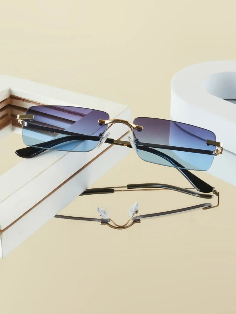 1 Stück Herrenmode-Brille, neu, Metall, rahmenlos, elegant, Retro, vielseitig, trendig, geeignet für den täglichen Gebrauch, Urlaub, Outdoor, Sonnenschutz
