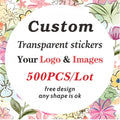 500 Stück transparente Aufkleber, individuelle Aufkleber und individuelle Logo-Aufkleber für Hochzeit, Geburtstag, Taufe. Entwerfen Sie Ihre eigenen Logo-Aufkleber