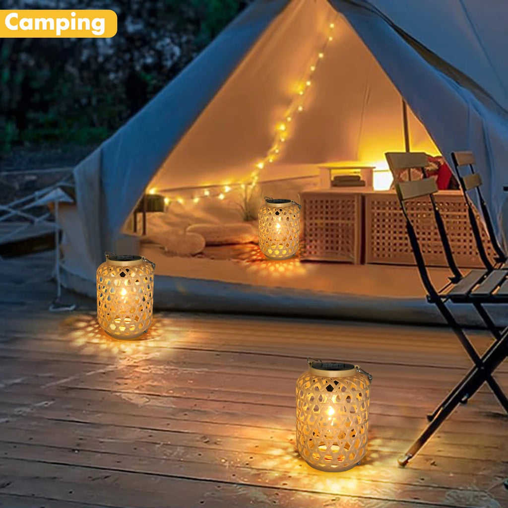 Rattan-Solarlaternen zum Aufhängen im Freien, Solar-Glühbirne, wasserdicht, Landhaus-Dekor, Solar-Tischleuchte, Dekoration für Garten, Hof