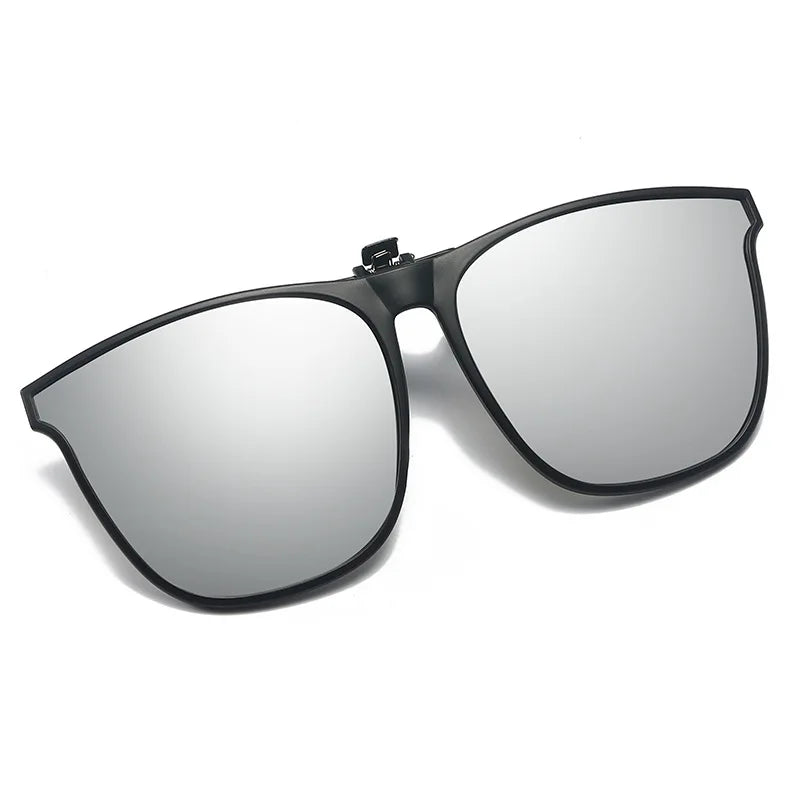 Polarisierte Clip-On-Sonnenbrille für Herren, Autofahrerbrille, UV400, Sonnenbrille, blendfrei, quadratische Vintage-Brille