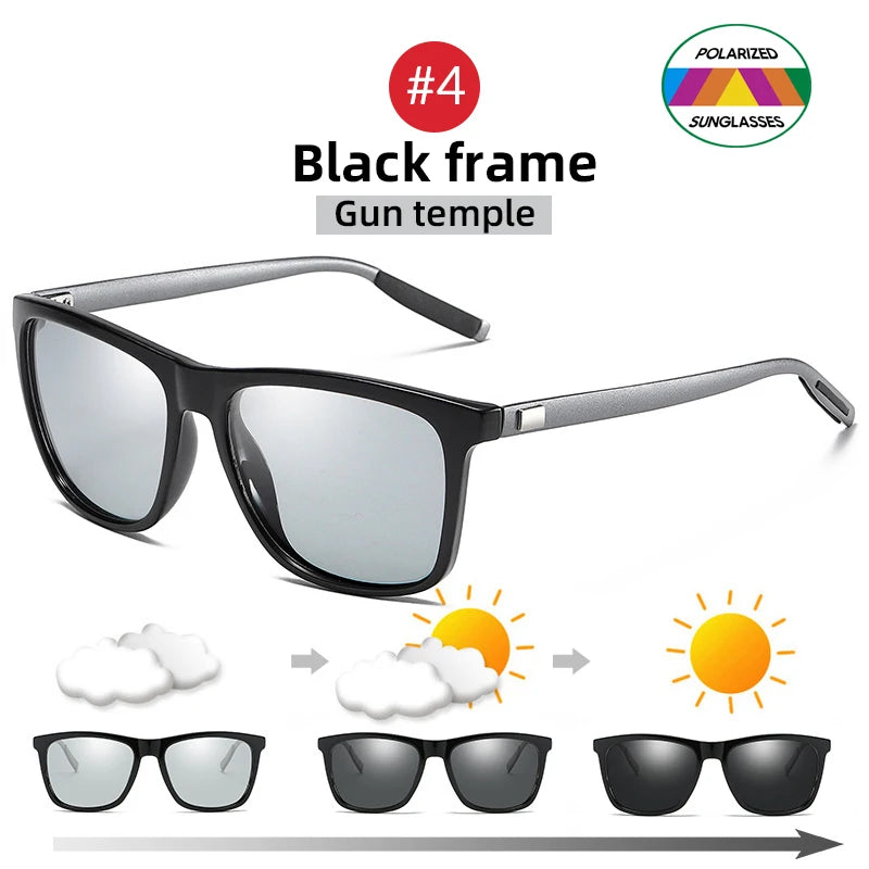 Klassische Angeln Sonnenbrille Männer Polarisierte Metall Quadratischen Rahmen UV400 Photochrome Brille Frauen Fahren Verfärbung Brillen