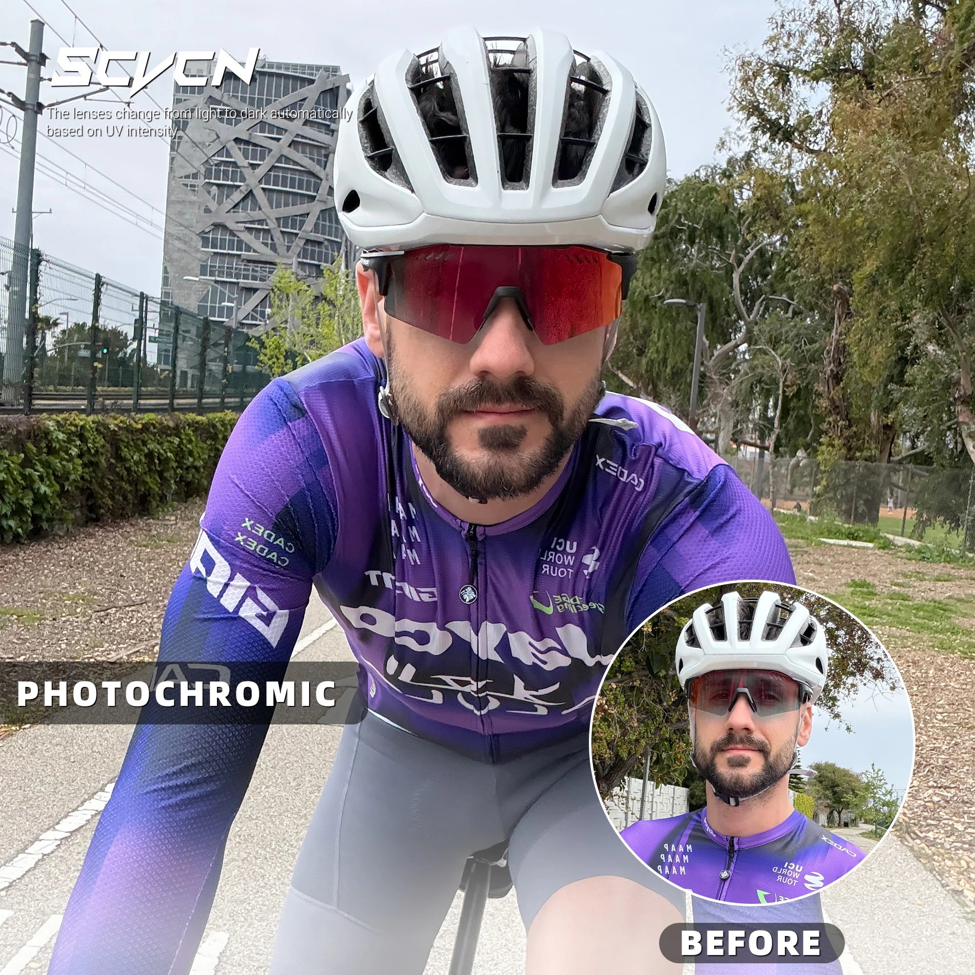 SCVCN Photochrome fahrrad Radfahren brille UV400 Fahrrad reiten Brillen Sport MTB Outdoor Sport Golf Camping Fahren Okulare