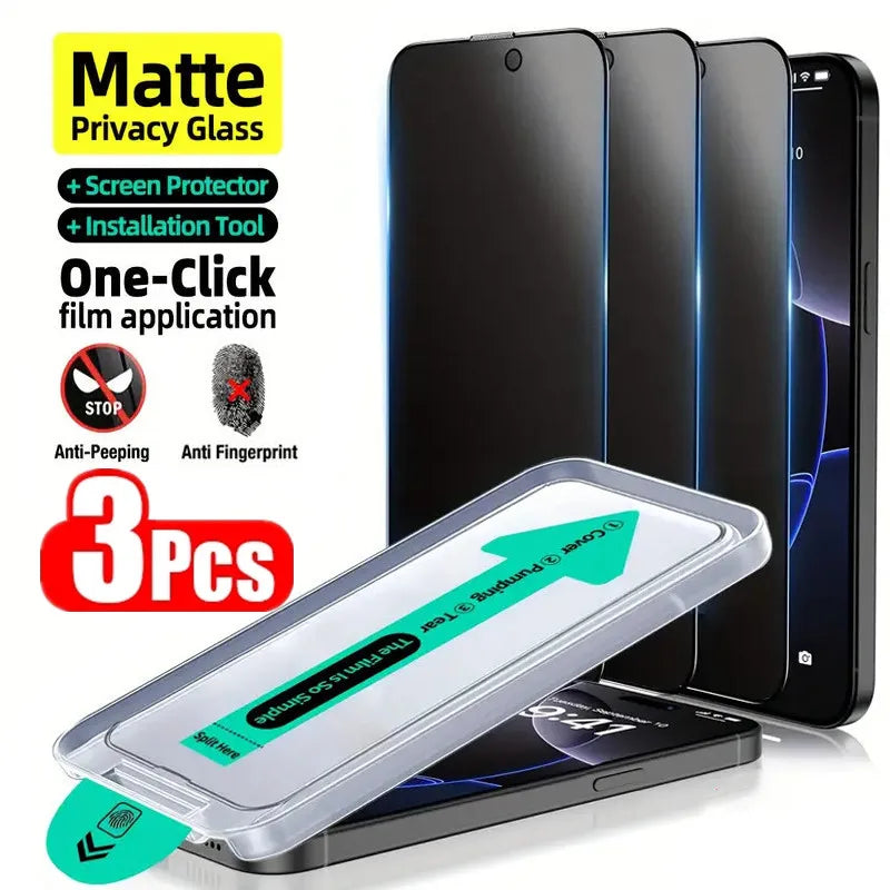 3 Stück oleophobe staubfreie einfache Installation matte Sichtschutz-Displayschutzfolie für iPhone 16 15 11 12 13 14 Pro Max Plus XS 17 Glas