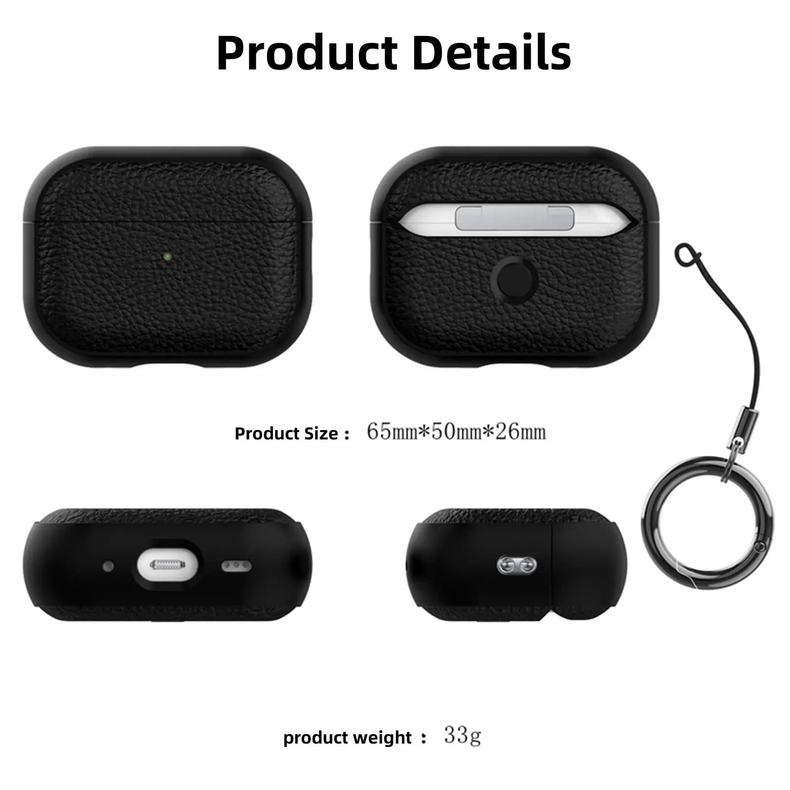Für AirPods Pro 3, Ledermuster, TPU-Schutzhülle, Zubehör, niedliche Haut, vollständige Schutzhülle mit Schlüsselanhänger für AirPods Pro 3-Hülle
