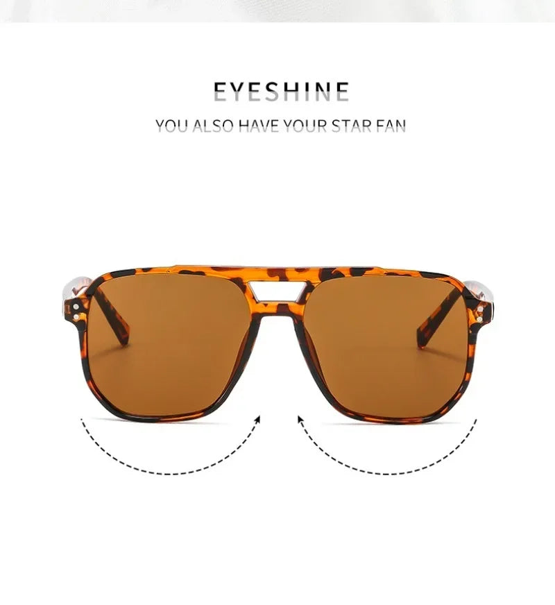 Vintage Quadratische Sonnenbrille für Frauen Männer Dicker Rahmen Doppelte Brücken Brillen Weibliche Chic Polygon Sonnenbrille UV400 Shades