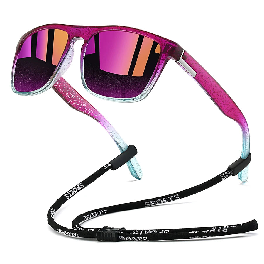 Sonnenbrille mit Kette für Männer und Frauen, klassisch quadratisch, zum Fahren, Angeln, farbenfroh, leicht, Outdoor-Schutzbrille