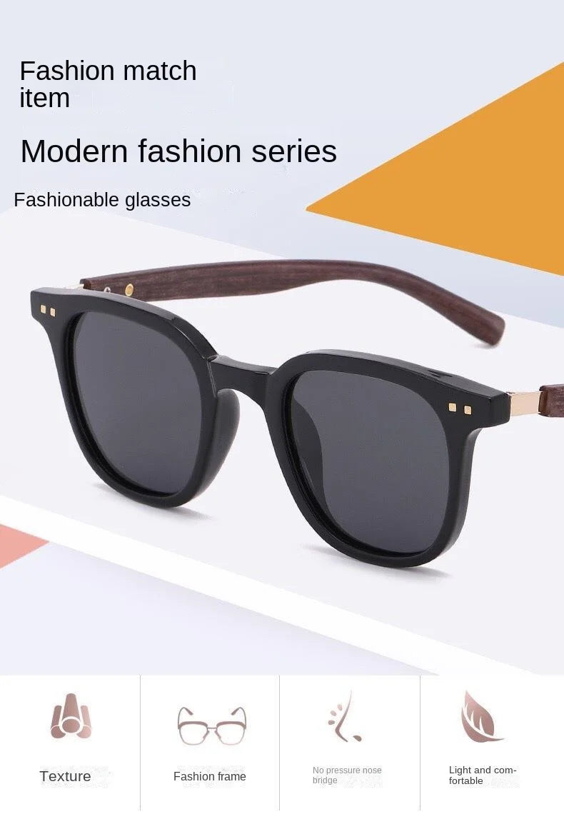 Trendige Retro-Sonnenbrille mit Holzmaserung für Damen und Herren, neue Sonnenbrille mit quadratischem Rahmen, UV-Schutz, Fahrradbrille, Outdoor, Straße