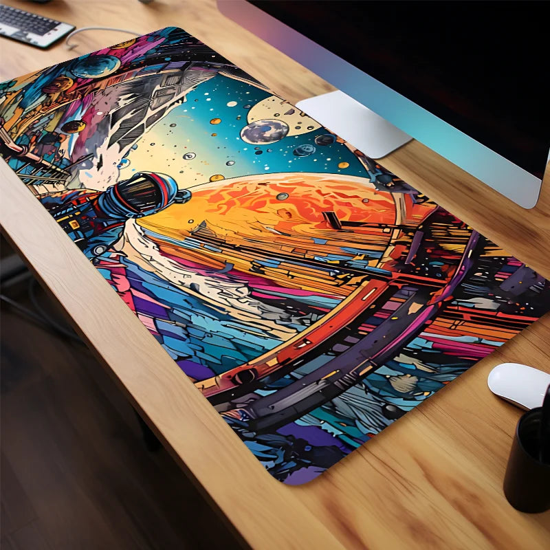 Farbiges Astronauten-Mauspad, Schreibtischzubehör, rutschfeste Gummiunterseite für Gamer und Büro, perfektes Geschenk für Freunde und Teenager