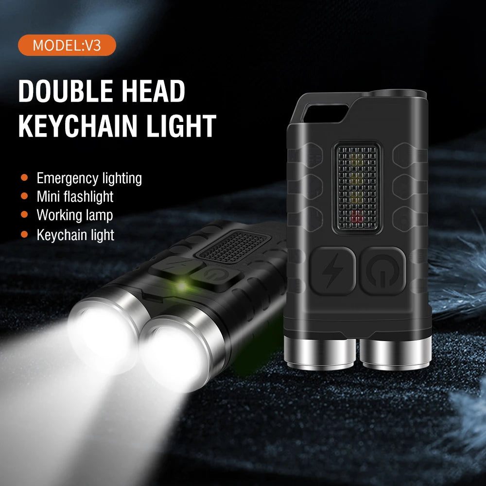 BORUiTV3/V10 LED-Schlüsselanhänger-Licht, leistungsstarke EDC-Taschenlampe, wiederaufladbare Taschenlampe vom Typ C, mit rotem UV-Licht, Angellampe