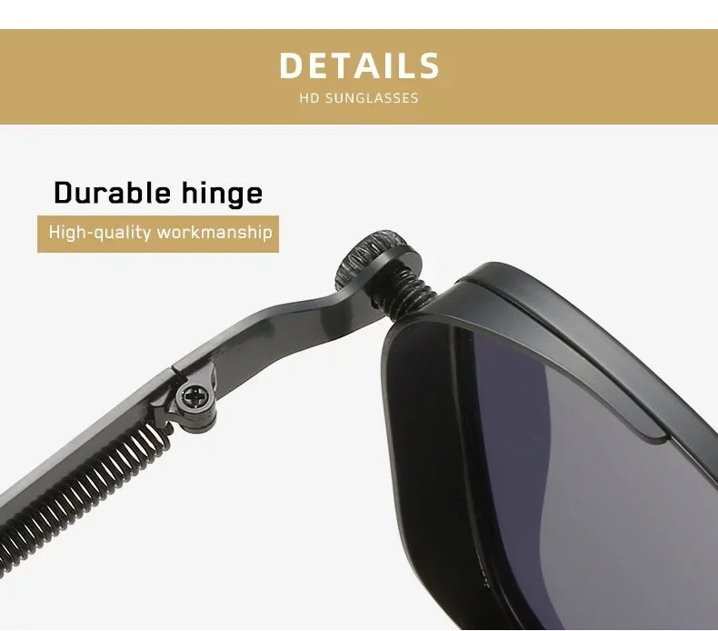 Männer Fahren Sonnenbrille Vintage Steampunk Quadratische Sonnenbrille Brillen Metallrahmen mit Federscharnieren Frauen Okular Trendige Brille