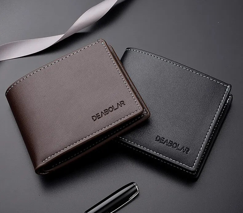 Pu Leder Männer kurze Brieftasche dünnen Stil Klapp junge Männer Kreditkarten halter Brieftasche