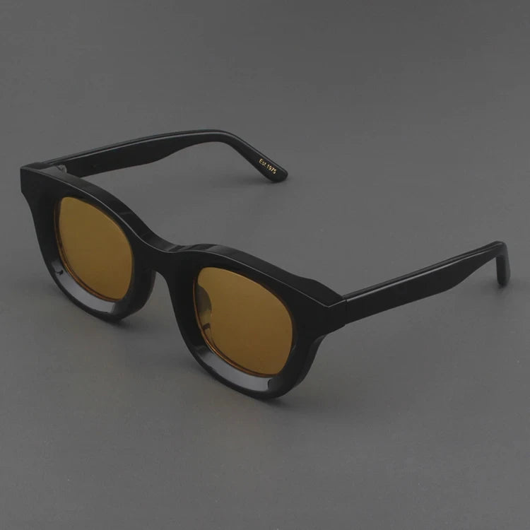 2024 Retro-Sonnenbrille für Damen und Herren, modisch, Acetat, quadratisch, grau, grüner Rahmen, matt gefrostet, UV400, handgefertigte Sonnenbrille