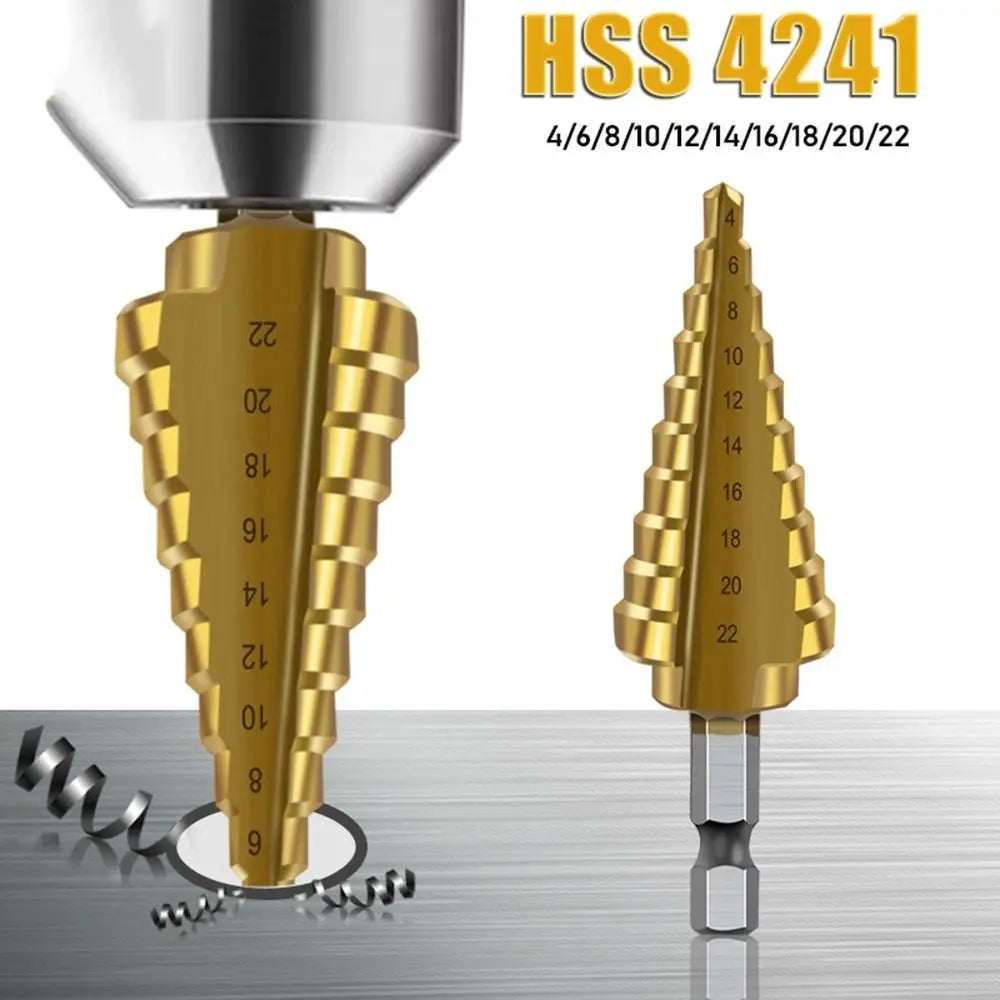 4-22mm Stufen bohrer Loch öffner 4241 Hoch geschwindigkeit stahl bohrer Sechs kant schaft Holz Metall Lochs ch neider Zimmerei Bohr werkzeuge