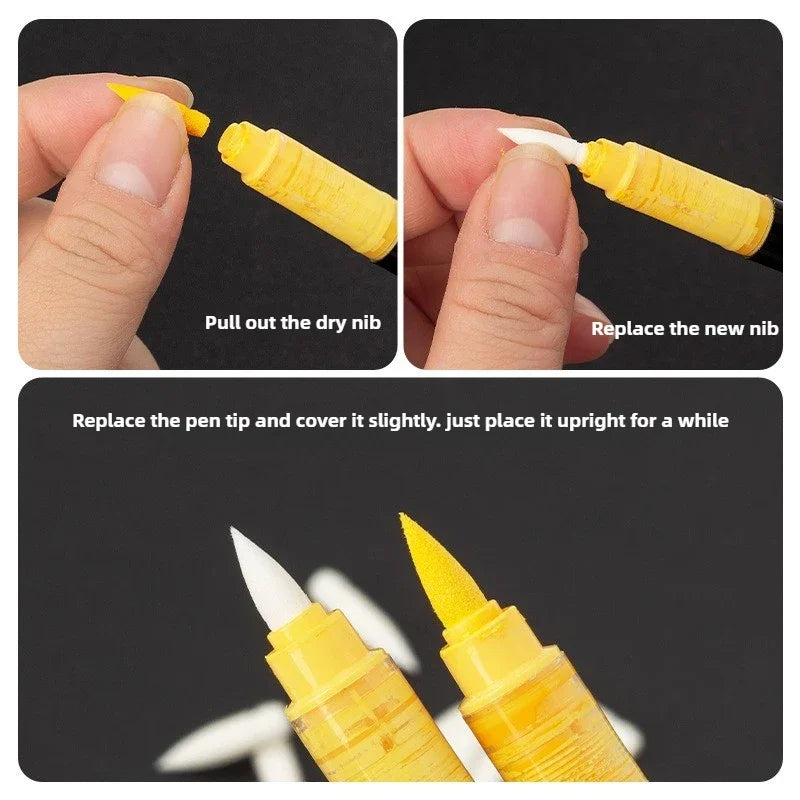 200/1 Stück LANGUO Ersatzkerne für Acryl-Pigmentmarker, weiche Dual-Spitzen, DIY für Kinder, Malerei, Schulbedarf, Schreibwaren